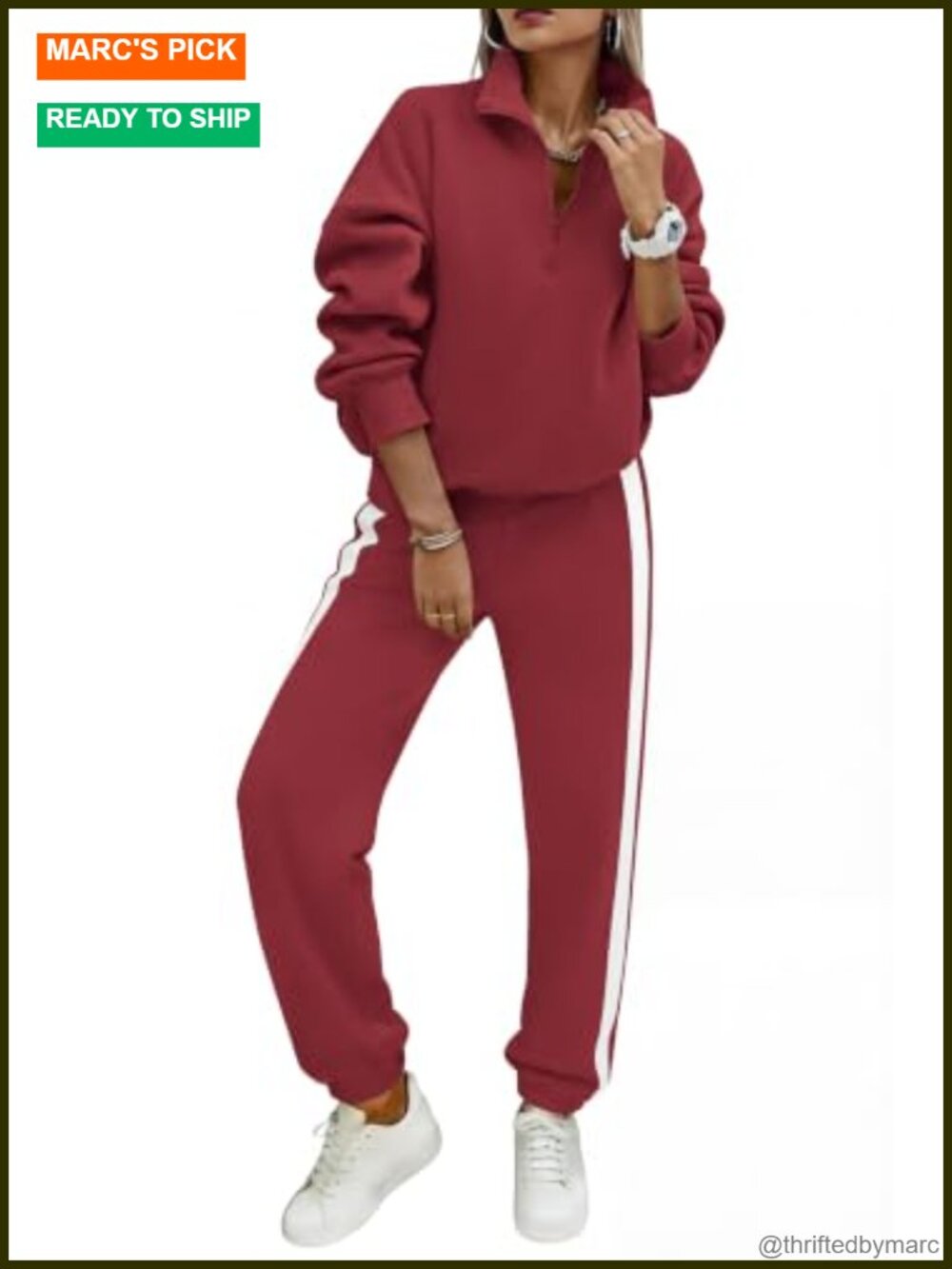 2 Piece Lounge Set Fleece Lined Tracksuit Joggers Women